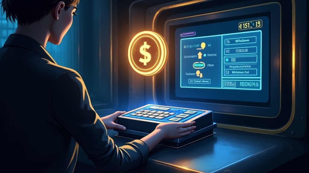 Token brilhando em terminal de saque com tela de conversão